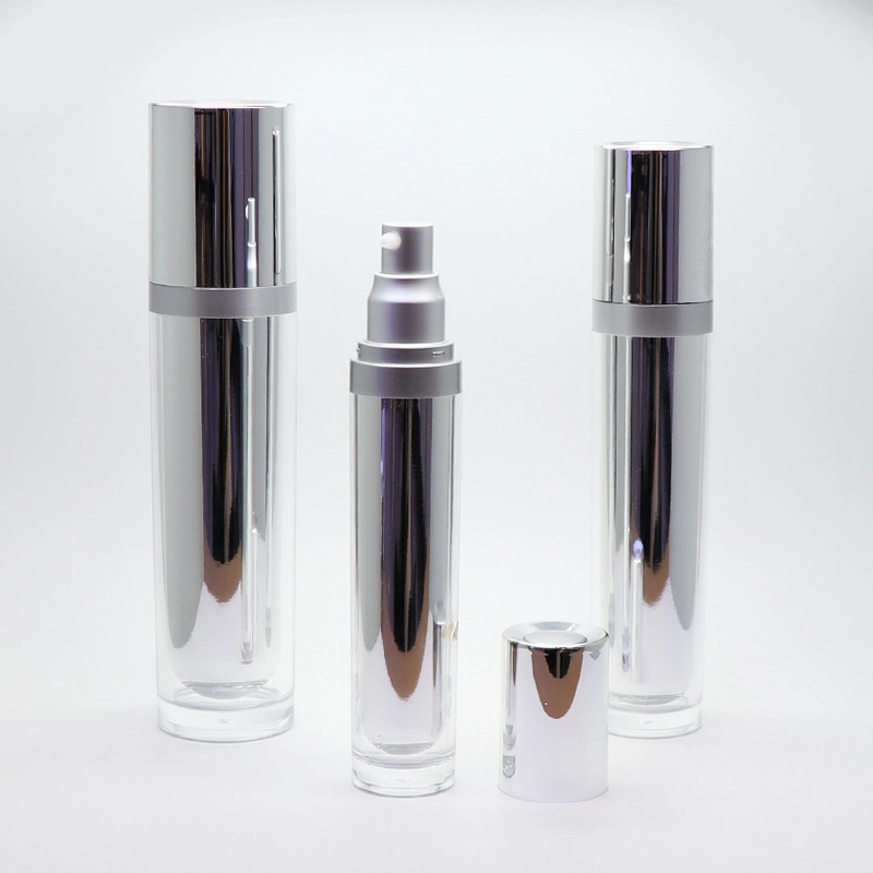 High Grade Straight Round Acrylic Double Layer Plastic Bottle Cosmetic Packaging Set