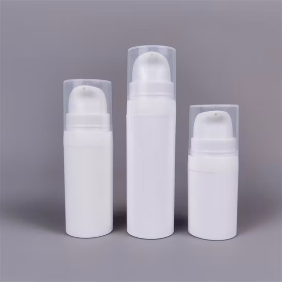 Cylindrical 5ml 10ml 15ml White PP Plastic Airless Pump Bottle with Snap Lotion Pump by Kinpack