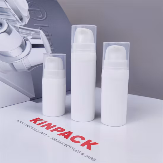 Cylindrical 5ml 10ml 15ml White PP Plastic Airless Pump Bottle with Snap Lotion Pump by Kinpack