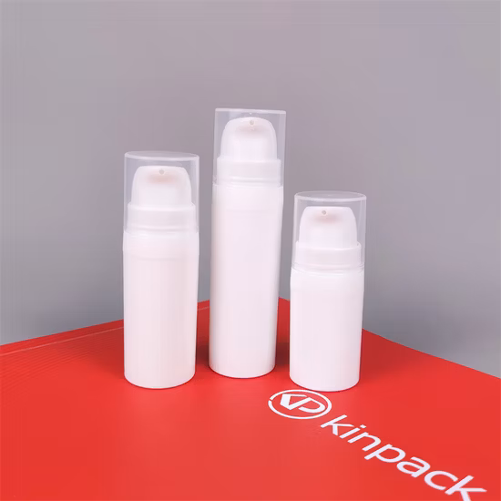 Cylindrical 5ml 10ml 15ml White PP Plastic Airless Pump Bottle with Snap Lotion Pump by Kinpack