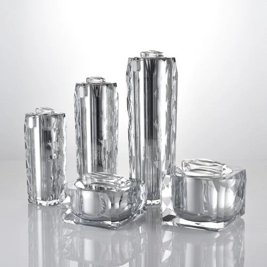 Nouveau produit Ensemble de bouteilles en acrylique diamant avec pot cosmétique