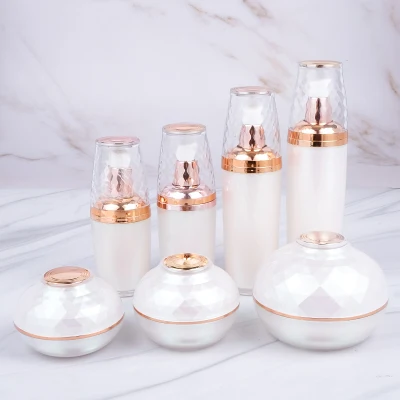 30g 50g 120g Élégant Fantaisie Rond Blanc Vide Crème Pot Acrylique Conteneurs Cosmétiques Jar Set